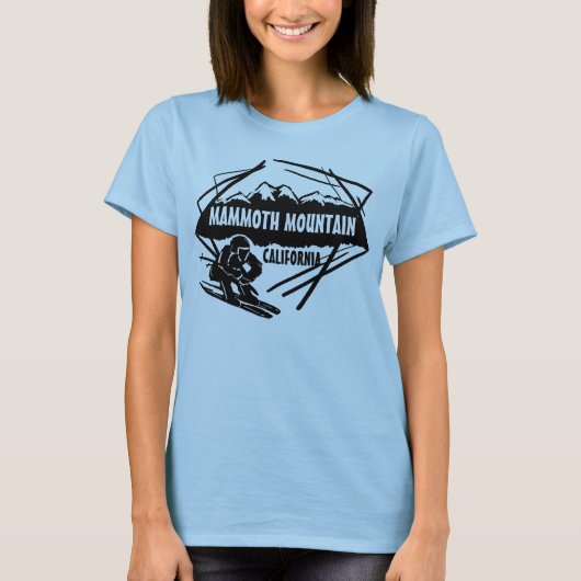 マンモスマウンテンレディーススキーロゴアートブラックティー Tシャツ (正面)