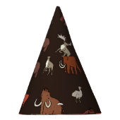 マンモス時代: 先史時代をテーマにしたパターン パーティーハット (右)