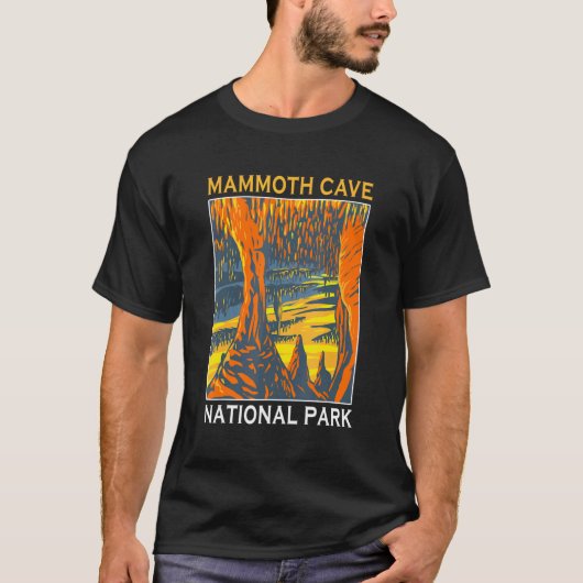 マンモス洞窟国立公園 レトロ アウトドア ハイキング お土産 Tシャツ (正面)