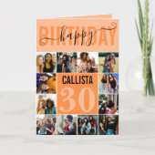 マンモダンダリンオレンジ12フォト誕生日 カード (正面)