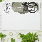 マンライディングバイクイラストレーション キッチンタオル (折り畳み)