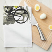 マンライディングバイクイラストレーション キッチンタオル (四つ折り)