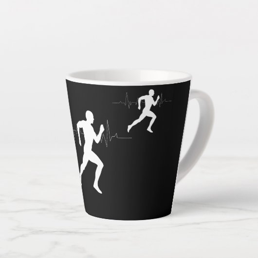 マンランニングズランナーズシルエットハートビートライン カフェラテマグ (右アングル)