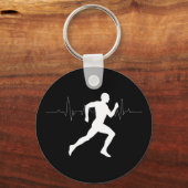 マンランニングズランナーズシルエットハートビートライン キーホルダー (正面)