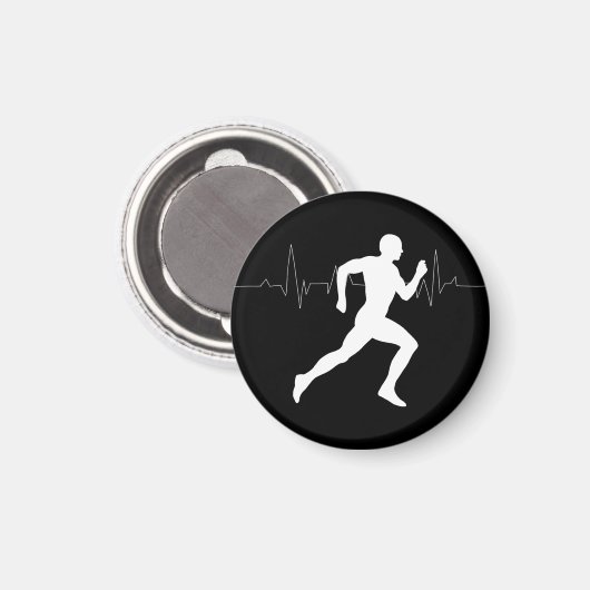 マンランニングズランナーズシルエットハートビートライン マグネット (正面/裏面)