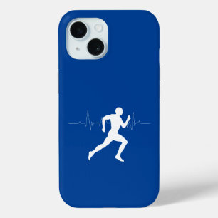 マンランニングズランナーズシルエット深いブルー iPhone 15ケース
