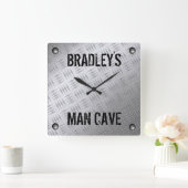 マンリおもしろいーマンケイブスチールダイヤ擦り切れたモンドのデッキプレート スクエア壁時計 (ホーム)