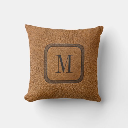 マンリエレガントー素朴レザーヴィンテージモノグラム クッション (正面)