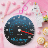 マンリーカーおもしろいー走行距離計ブルーグリッター ペーパープレート (パーティー)