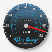 マンリーカーおもしろいー走行距離計ブルーグリッター ペーパープレート (正面)