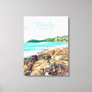 マンリービーチ海サーフオーストラリア旅行 キャンバスプリント