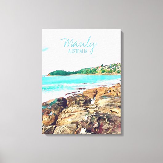 マンリービーチ海サーフオーストラリア旅行 キャンバスプリント (正面)