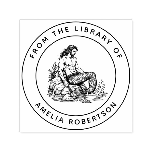 マンリーマーマンが岩の上にカニとチェーンを彫り込んだ本 セルフインキングスタンプ (デザイン)