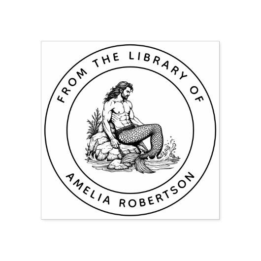 マンリーマーマンが岩の上にカニとチェーンを彫り込んだ本 ラバースタンプ (インプリント)