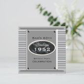 マンヴィンテージ60thシルバーブラック誕生日 招待状 (スタンド正面)