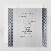 マンヴィンテージ60thシルバーメタルルック誕生日 招待状 (裏面)