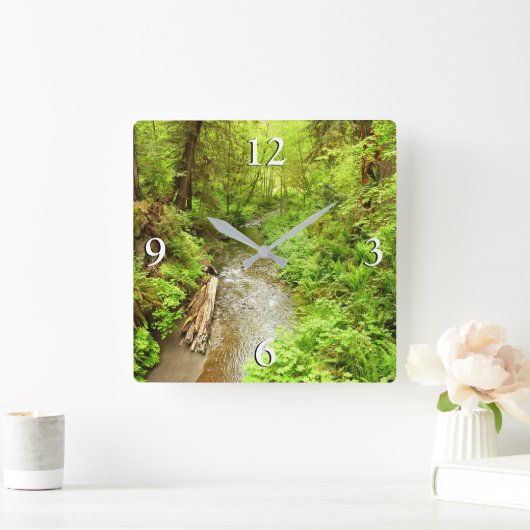 マン失ったクリークIIアットレッドウッド国立公園 スクエア壁時計 (ホーム)