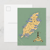 マン島のイラスト旅行地図 インビテーションポストカード (正面/裏面)