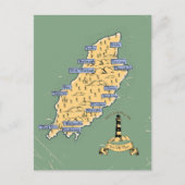 マン島のイラスト旅行地図 インビテーションポストカード (正面)