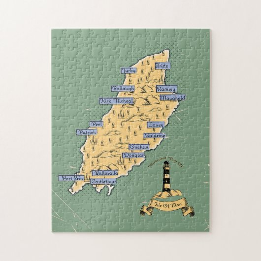 マン島のイラスト旅行地図 ジグソーパズル (縦)