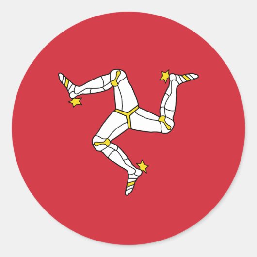 マン島の旗の丸クラシックいステッカー ラウンドシール (正面)