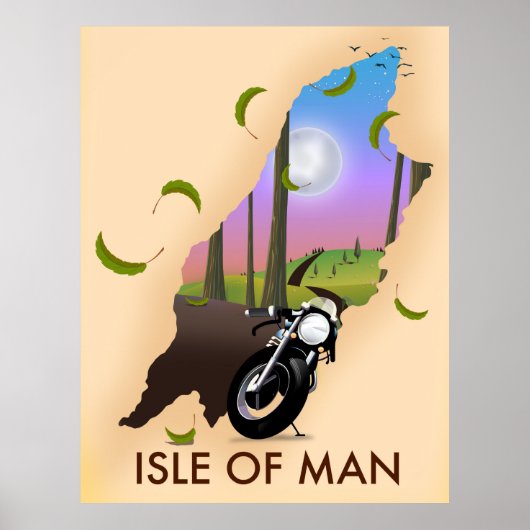 マン島バイク地図トラベルポスター ポスター (正面)