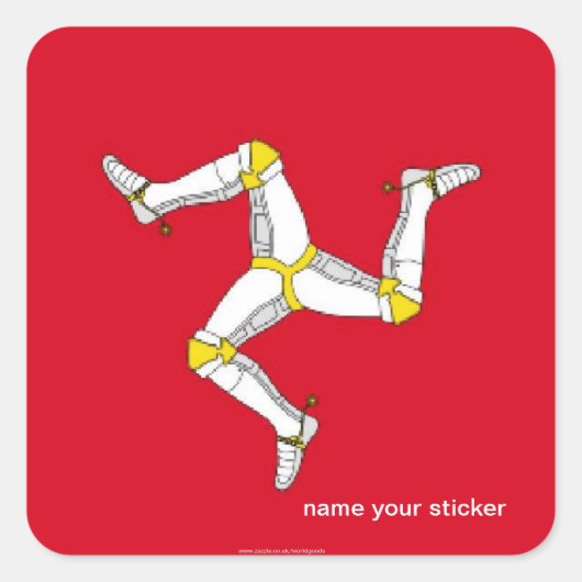 マン島マンクス国旗のシール スクエアシール (正面)