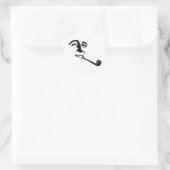 マン顔喫煙パイプカートゥーンレトロイラストレーション ラウンドシール (バッグ)