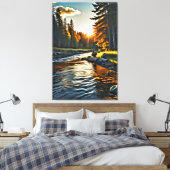 *~*マン魚釣りアートストリーム自然AP49 キャンバスプリント (インサイチュ (寝室))