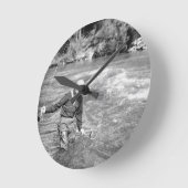 マン魚釣り ラウンド壁時計 (傾斜)