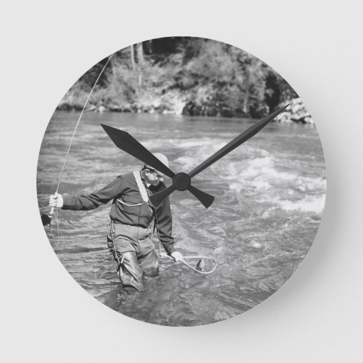 マン魚釣り ラウンド壁時計 (正面)