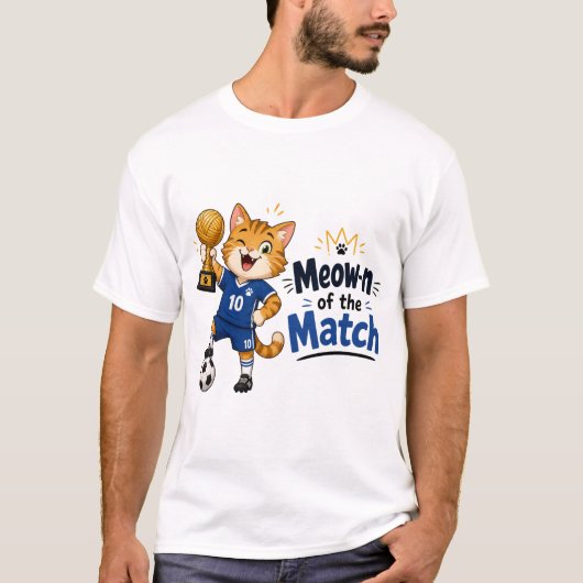 マン・オブ・ザ・マッチ サッカー猫Tシャツ Tシャツ (正面)
