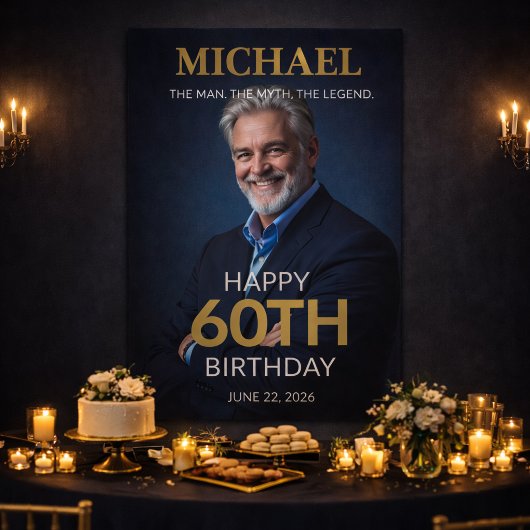 マン・マイズ・レジェンド 60歳の誕生日バナー 横断幕