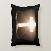 マン·ランニングトゥ·キリ白熱［赤熱］光を放つスト教十字架 アクセントクッション (正面(垂直))