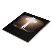 マン·ランニングトゥ·キリ白熱［赤熱］光を放つスト教十字架 タイル (側面)