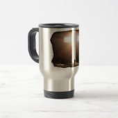 マン·ランニングトゥ·キリ白熱［赤熱］光を放つスト教十字架 トラベルマグ (正面左)