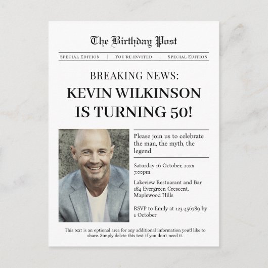 マン、神話、レジェンドペーパー誕生日招待状 シーズンポストカード (正面)