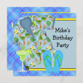 マンBBQマルガリータバースデーパーティー 招待状 (正面/裏面)