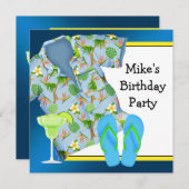 マンBBQマルガリータビーチバースデーパーティー 招待状 (正面/裏面)