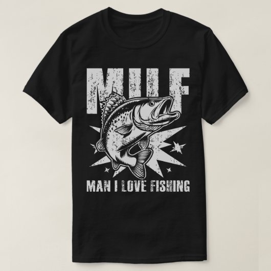 マンIラブ魚釣りおもしろい引用文 Tシャツ (デザイン正面)
