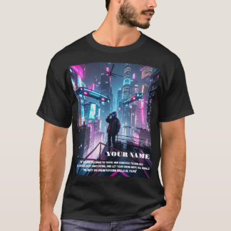 マンTシャツテーマサイバパンク Tシャツ