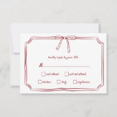 マーオエレガントンハンドドロッドボウのタイムレス結婚ズ 出欠カード (正面)