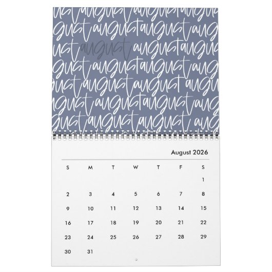 マーカーペンのスクリプトカレンダー カレンダー (8月 2026)