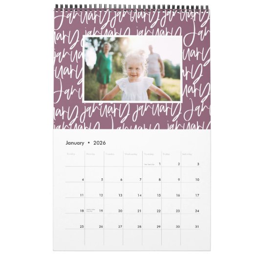 マーカーモダンペンのフォトスクリプトカレンダー カレンダー (1月 2026)