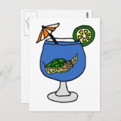 マーガリタおもしろいドリンクのウミガメ ポストカード (正面/裏面)