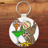 マーガリータおもしろいを飲むヒメコンドルまたはハゲワシ キーホルダー (正面)