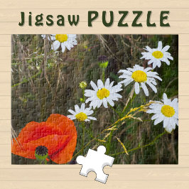 マーガレットとポピーの花の美しい写真 ジグソーパズル