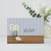 マーガレットの入ったメイソンジャー 結婚式の招待状への返信 招待状 (スタンド正面)