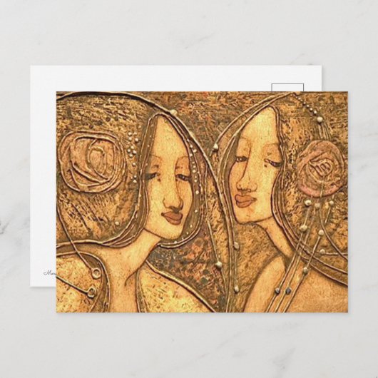 マーガレットMacDonald Mackintoshハートのバラ ポストカード (正面/裏面)