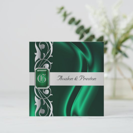 マーキエメラルドシルクグリーンジュエル招待状 招待状 (スタンド正面)